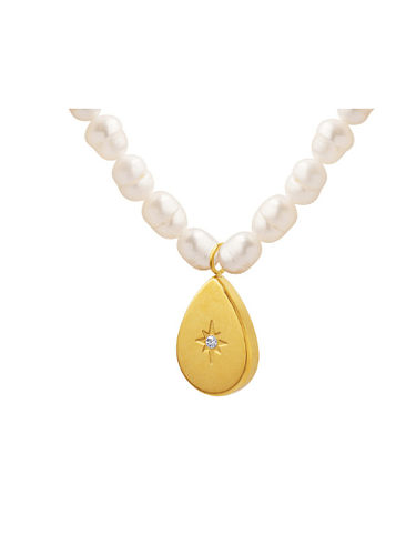 Titan Stahl Nachahmung Perle Wassertropfen minimalistische Halskette