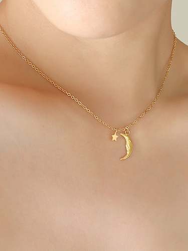 Titanium Steel Moon Minimalist Necklace