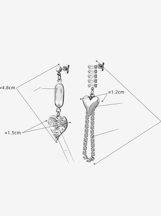 Brass Cubic Zirconia Asymmetrical Geometric Hip Hop Huggie Earring