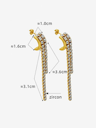 Titanium Steel Cubic Zirconia Tassel Minimalist Threader Earring