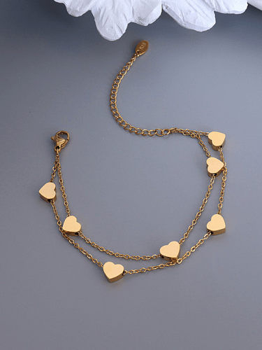 Titanium 316L Stainless Steel Heart Minimalist Strand Bracelet with e-coated waterproof