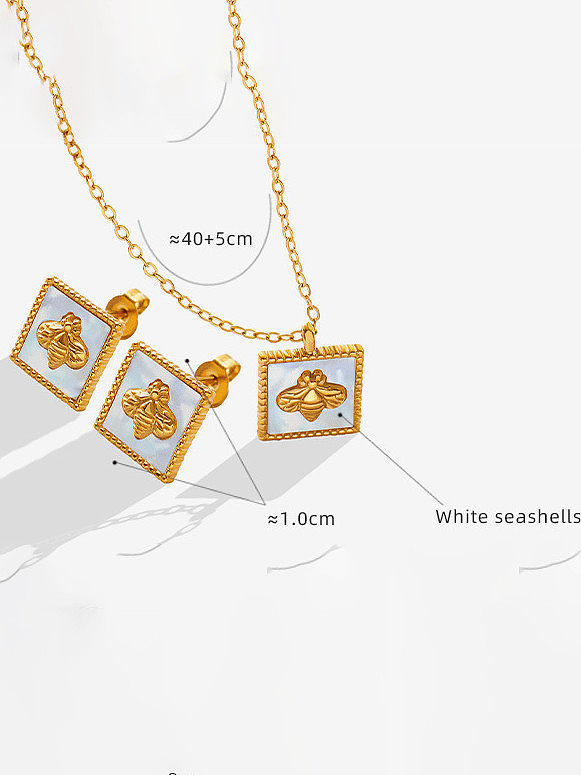 Minimalistisches quadratisches Ohrring- und Halsketten-Set aus Titanstahl