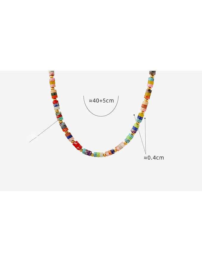 Titanstahl-Naturstein-geometrische böhmische Perlenkette