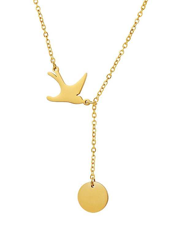 Minimalistische Quasten-Halskette mit Vogel aus Titanstahl