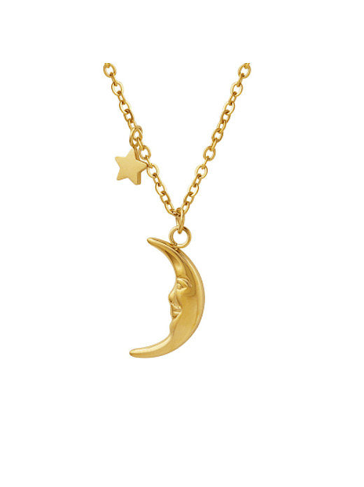 Collier Minimaliste Lune en Acier Titane