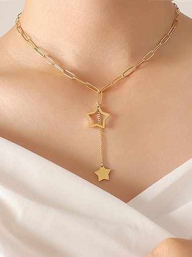 Titanium Steel Star Minimalist Hollow Chain Tassel Necklace