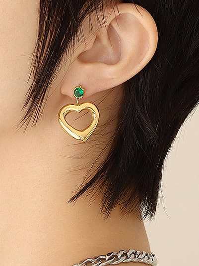 Boucles d'oreilles pendantes vintage géométriques en zircon cubique en acier au titane