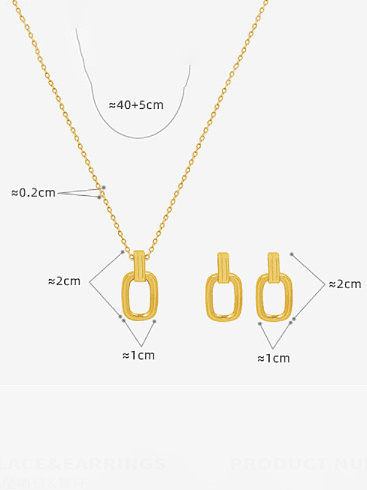 Conjunto de brincos e colar geométricos minimalistas de aço titânio
