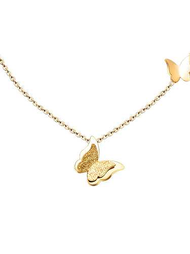 Titanium 316L Stainless Steel Butterfly Cute Necklace with e-coated waterproof