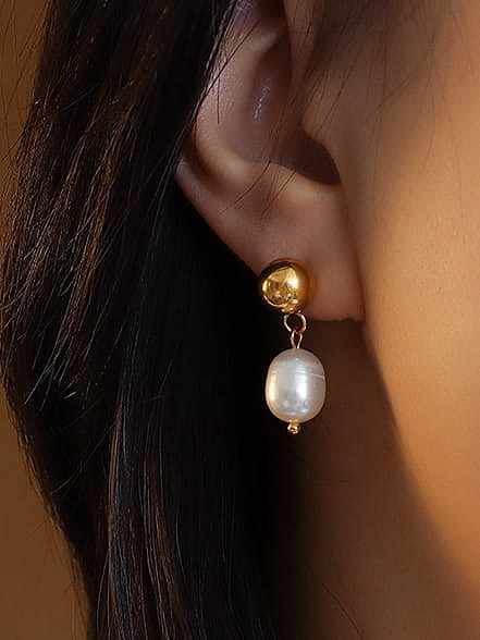 Boucles d'oreilles géométriques en forme de perle d'imitation en acier inoxydable titane 316L avec e-coat imperméable à l'eau