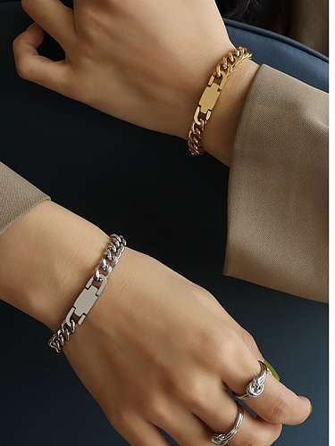 Titanium 316L Stainless Steel Geometric Chain Artisan Link Bracelet with e-coated waterproof