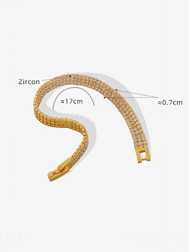 Titanium Steel Cubic Zirconia Geometric Hip Hop Strand Bracelet
