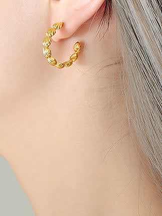 Brass Geometric Vintage C Shape Stud Earring