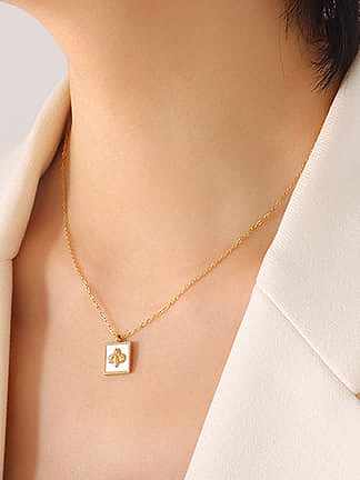 Titanium Steel Shell Minimalist Square Earring and Necklace Set