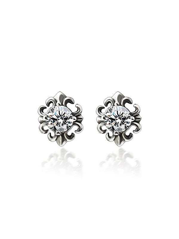 Titanium 316L Stainless Steel Cubic Zirconia Flower Vintage Stud Earring with e-coated waterproof
