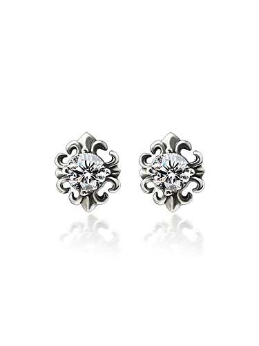 Titanium 316L Stainless Steel Cubic Zirconia Flower Vintage Stud Earring with e-coated waterproof