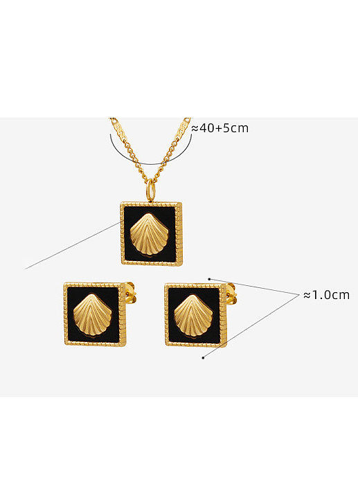 Titanium Steel Acrylic Vintage Square Earring and Necklace Set