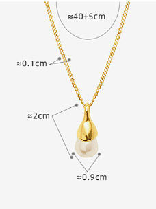 Collier minimaliste irrégulier en perle d'imitation en acier au titane