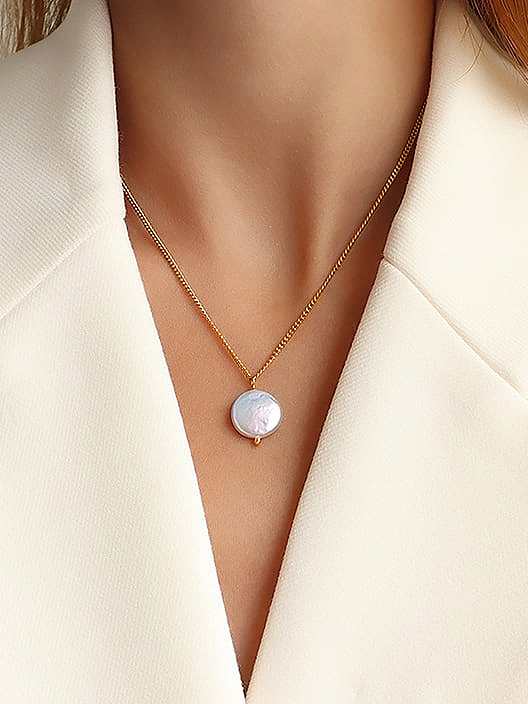 Collier minimaliste irrégulier de perles d'eau douce en acier inoxydable titane 316L avec revêtement en e imperméable