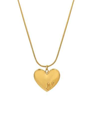 Titanium 316L Stainless Steel Heart Letter Minimalist Necklace with e-coated waterproof