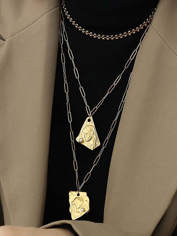 Collier pendentif irrégulier de mode en perles d'imitation en acier au titane