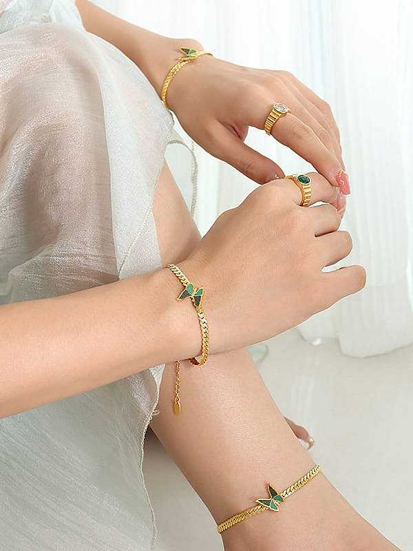 Dainty Butterfly Titanium Steel Enamel bracelet anklet jewelry set