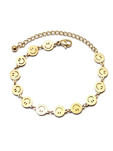 Titanium 316L Stainless Steel Smiley Minimalist Bracelet with e-coated waterproof