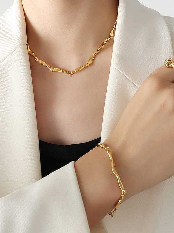Trend Geometric Brass Freshwater Pearl Ring Earring And Bracelet Set