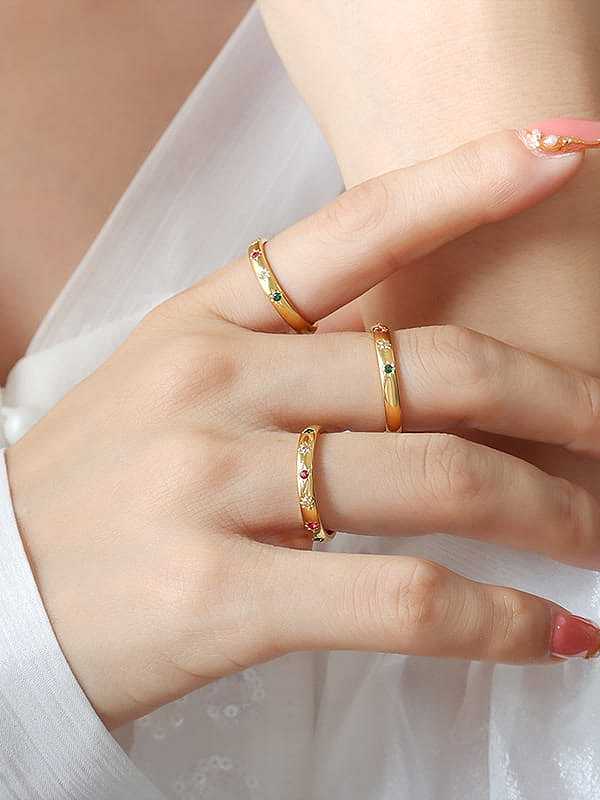 Titanium Steel Cubic Zirconia Geometric Vintage Band Ring