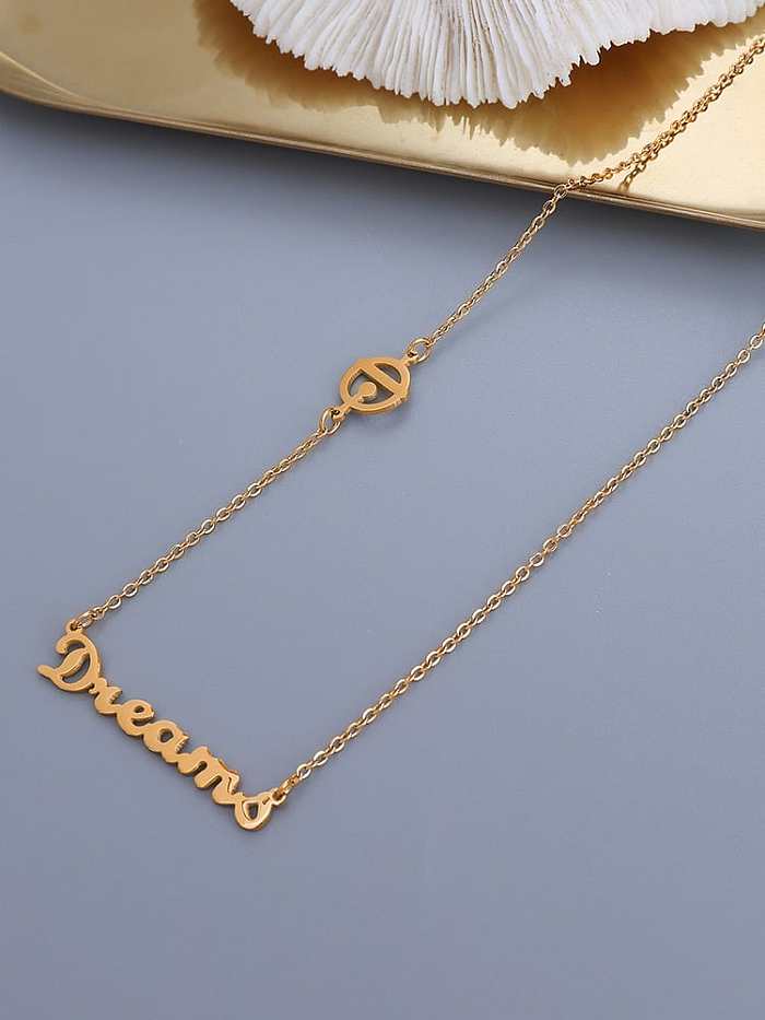Titanium 316L Stainless Steel Letter Minimalist Necklace with e-coated waterproof