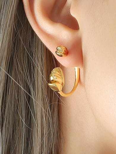 Brass Flower Minimalist C Shape Stud Earring