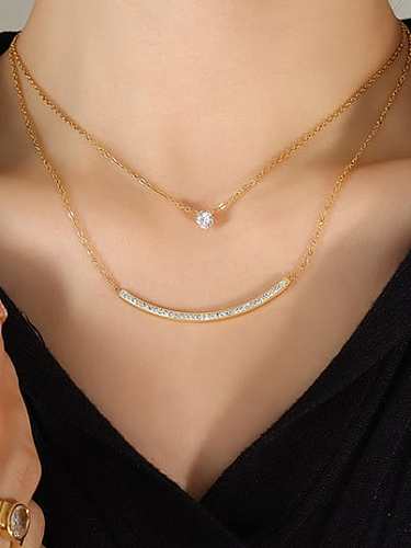 Titan Stahl Kubikzirkonia geometrische minimalistische mehrsträngige Halskette