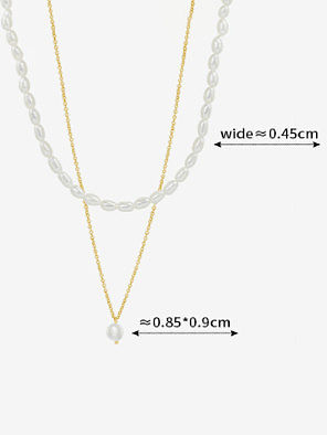 Collier multi-rangs géométrique minimaliste en acier au titane avec perle d'eau douce