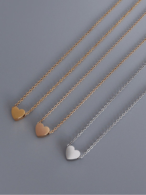 Titanium 316L Stainless Steel Smooth Heart Minimalist Necklace with e-coated waterproof