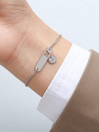Titanium 316L Stainless Steel Mouse Minimalist Link Bracelet with e-coated waterproof