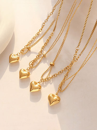 Titanium Steel Heart Vintage Multi Strand Necklace