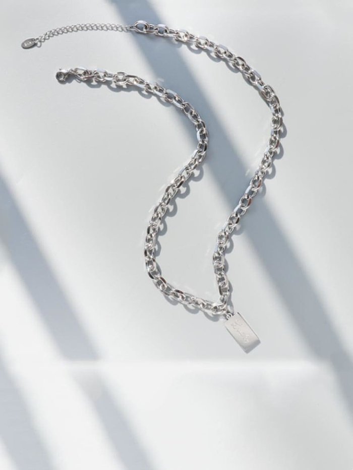 Geometrische Hip-Hop-Halskette aus Titan 316L Edelstahl mit E-Beschichtung, wasserdicht