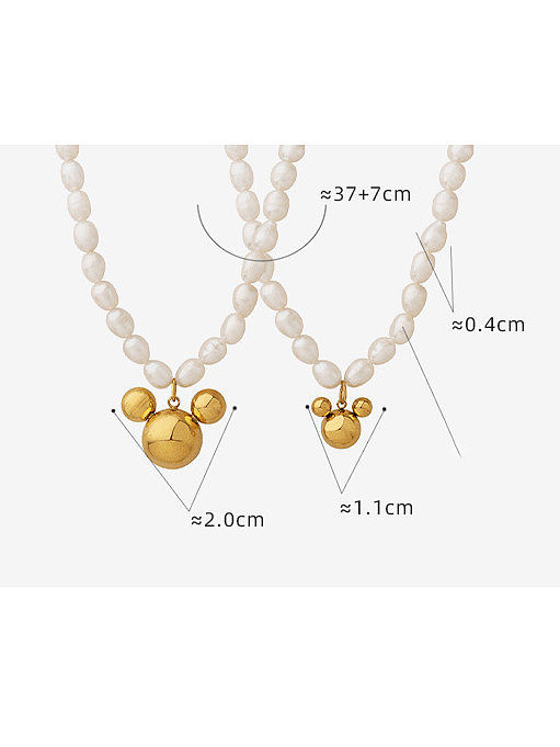 Titanium Steel Freshwater Pearl Round Vintage Necklace