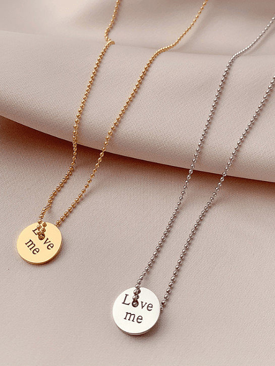 Titanium 316L Stainless Steel Letter Minimalist Bead Chain Necklace with e-coated waterproof