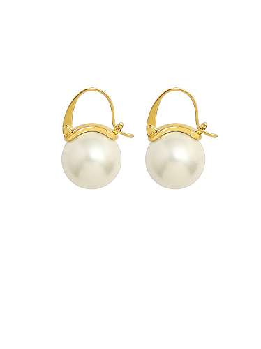 Boucles d'oreilles Huggie minimalistes rondes en acier inoxydable titane 316L imitation perle avec e-coat imperméable à l'eau