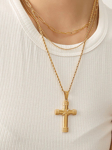Titanium Steel Vintage Cross Pendant