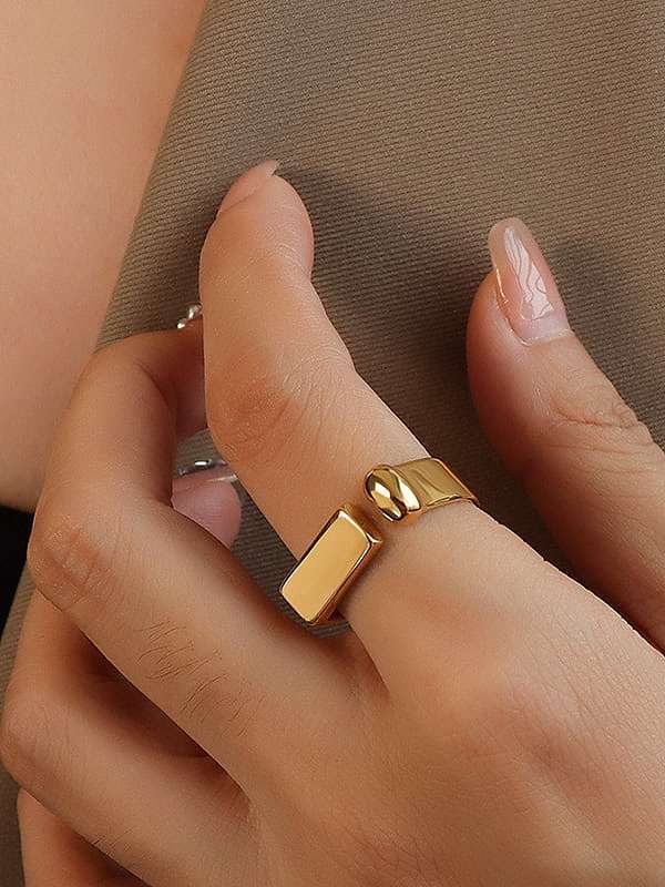 Titanium 316L Stainless Steel Geometric Minimalist Band Ring with e-coated waterproof