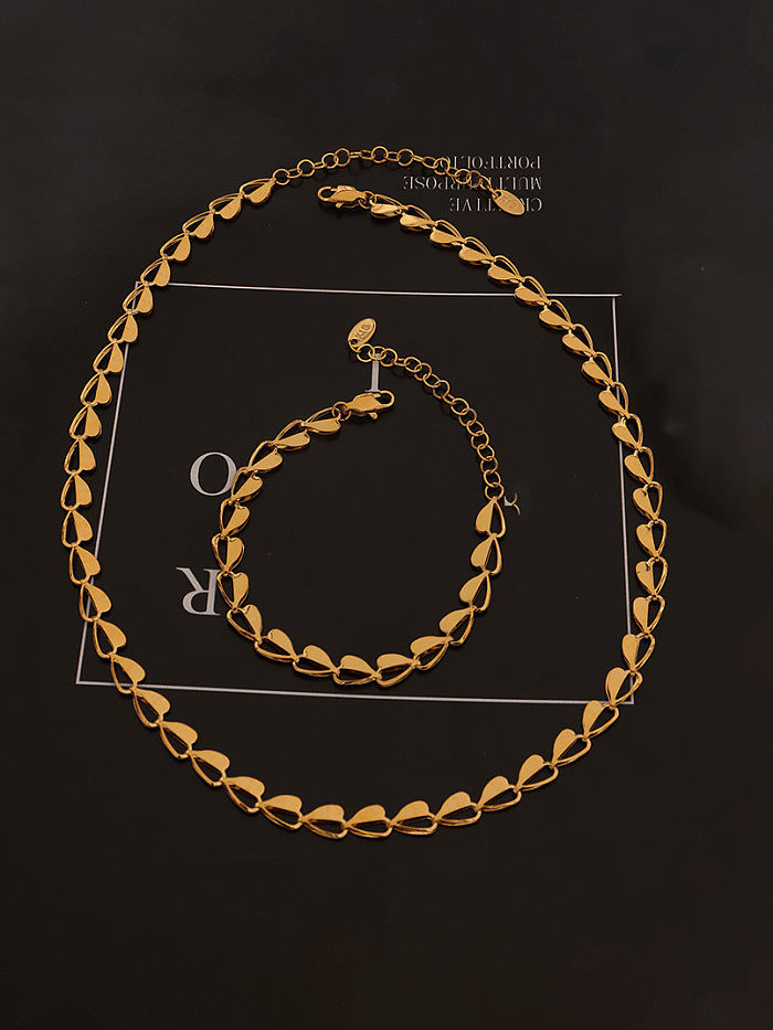 Titanium Steel Minimalist Heart Bracelet and Necklace Set