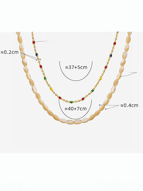 Titanstahl-Süßwasserperlen-Emaille-geometrische Hip-Hop-Mehrstrang-Halskette