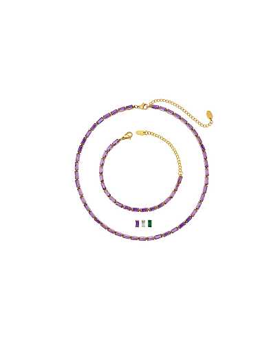 Conjunto de pulseira e colar de zircônia cúbica de aço titânio Trend
