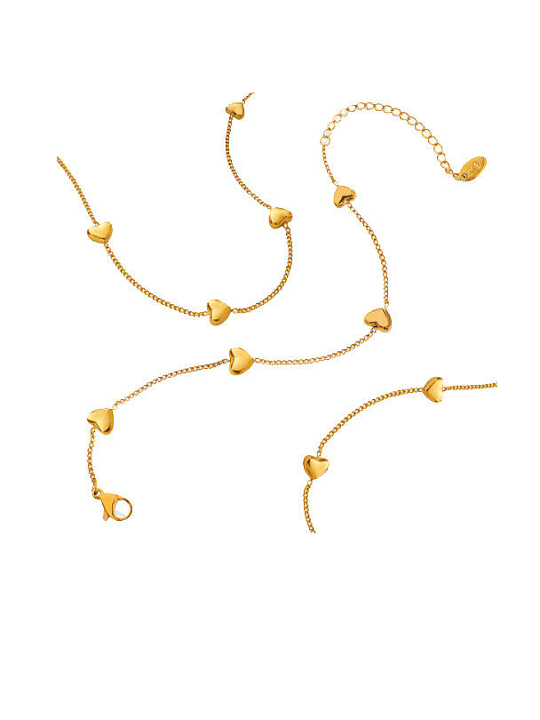 Ensemble bracelet et collier coeur minimaliste en acier titane