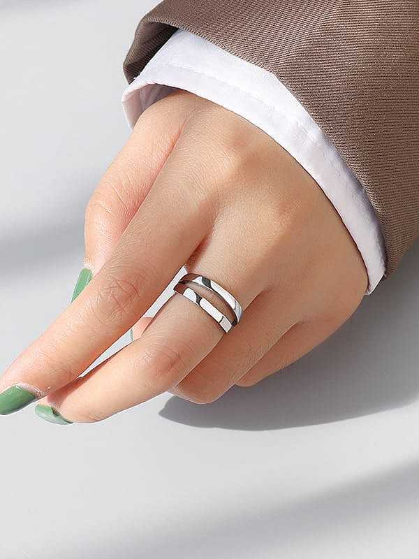 Titanium 316L Stainless Steel Geometric Minimalist Stackable Ring with e-coated waterproof