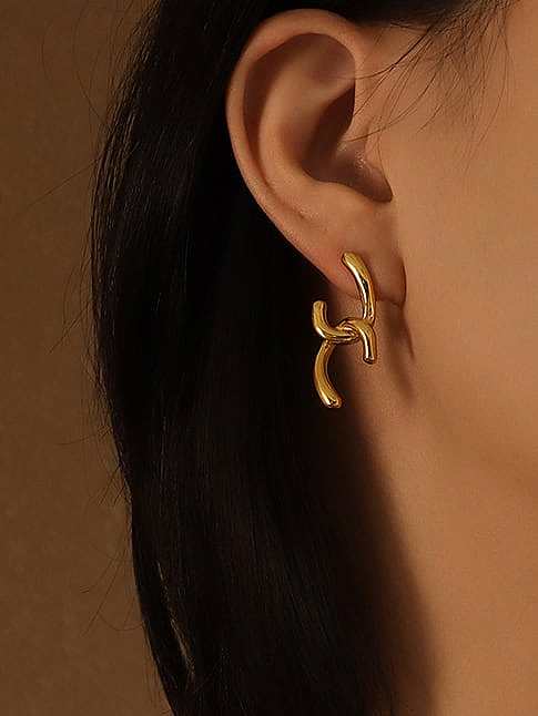 Boucles d'oreilles minimalistes irrégulières en acier inoxydable titane 316L avec revêtement électronique imperméable