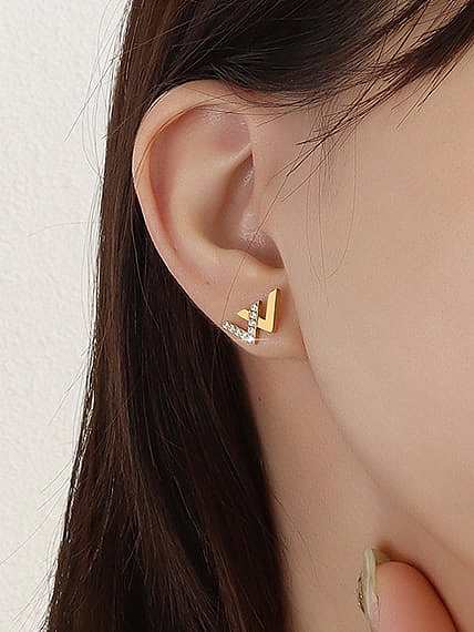Boucles d'oreilles minimalistes en acier inoxydable avec zircone cubique et lettre