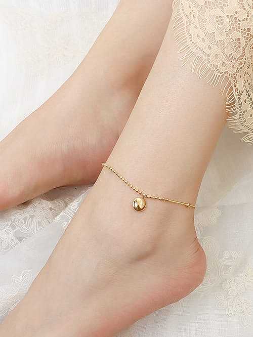 Titanium 316L Stainless Steel Geometric Bead Minimalist Anklet with e-coated waterproof